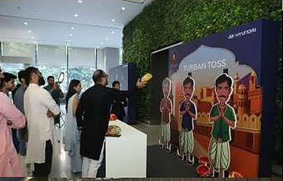 Turban Toss game zone at the Hyundai Diwali employee celebration