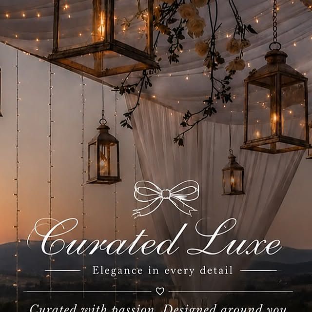 Candlelit outdoor setup with lanterns and florals at dusk