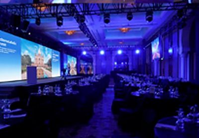 Plenary ballroom in blue light at the Novo Nordisk APAC summit
